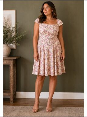 Vintage Handmade Floral Print Fit & Flare Dress